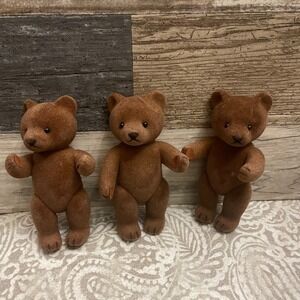 Vintage Kurt Adler 1987 Miniature Brown Teddy Bear Figurines Lot of‎ 3